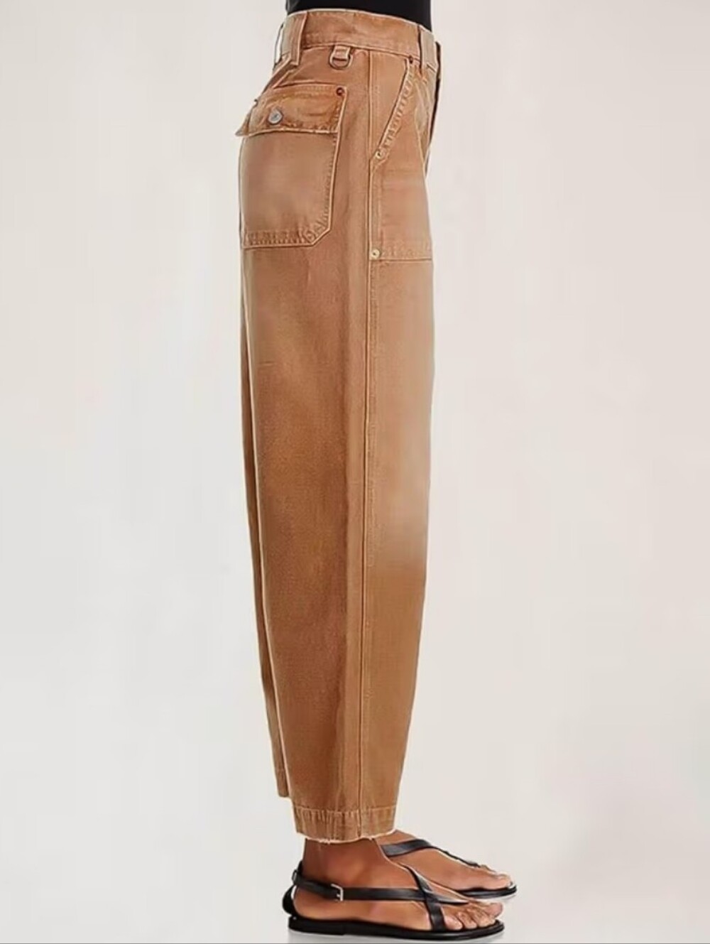 Flamingals Mid-rise Wide Leg Cropped Pants in Ginger NWT Women's Medium - Picture 2 of 9